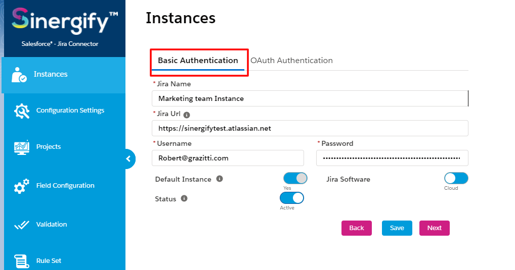 Basic Authentication Sinergify Integrating Salesforce & Jira